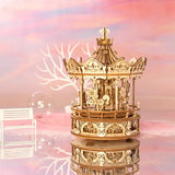 Wood Model Musical Romantic Carousel