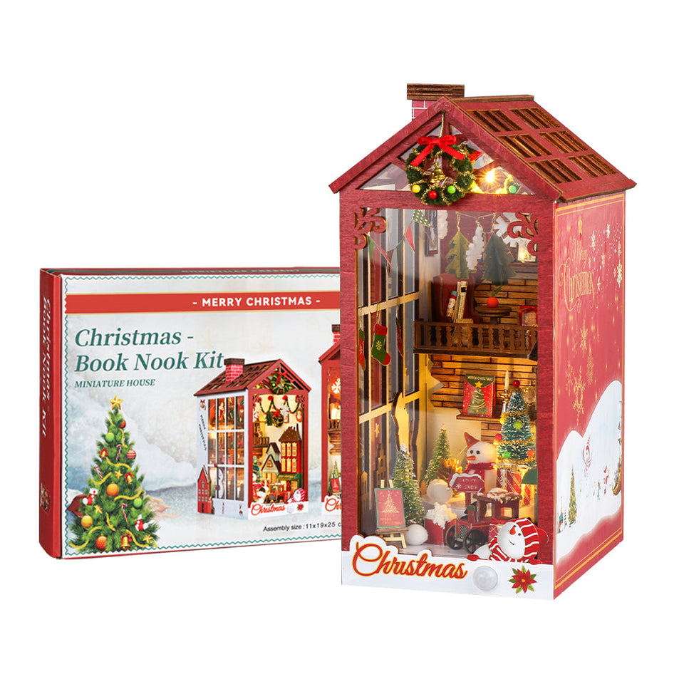 DIY Wooden Book Nook Kit Bookshelf Inserts (Christmas miniatures world)