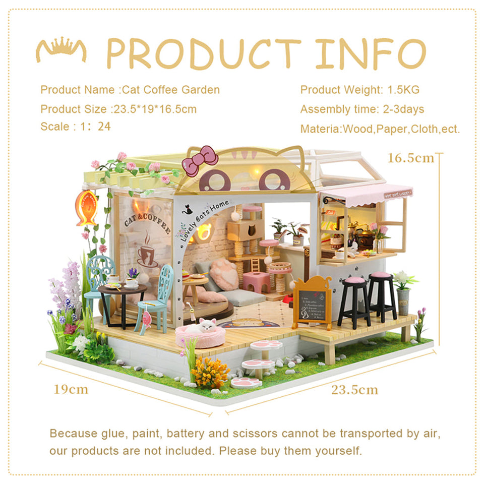 1: 24 DIY Dollhouse Kit (Cat Coffee Garden)