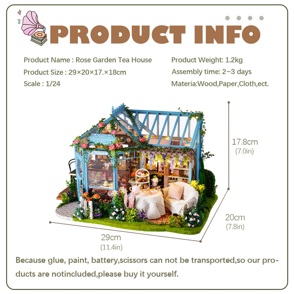 1: 24 DIY Dollhouse Kit (Rose Garden Tea House)