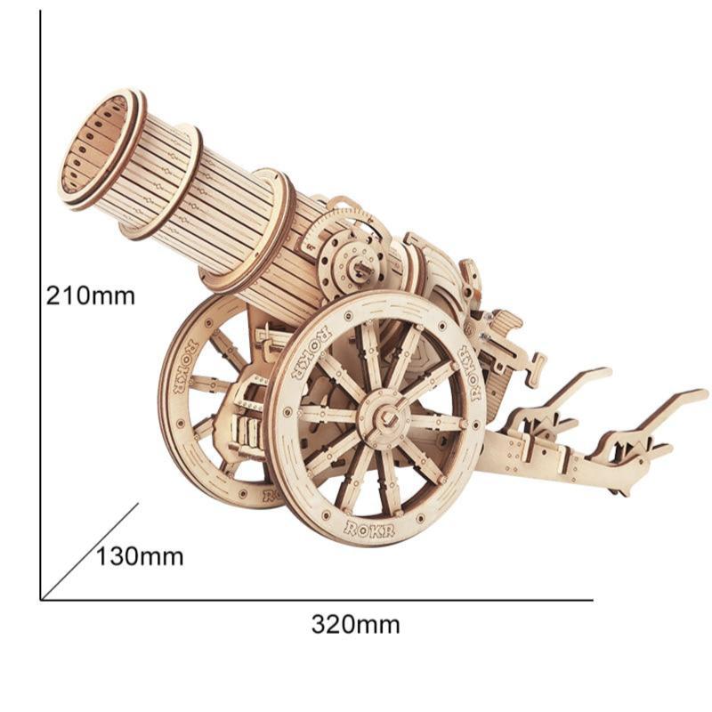 Wooden Model Medieval Cannon on Wheels