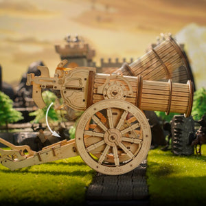 Wooden Model Medieval Cannon on Wheels