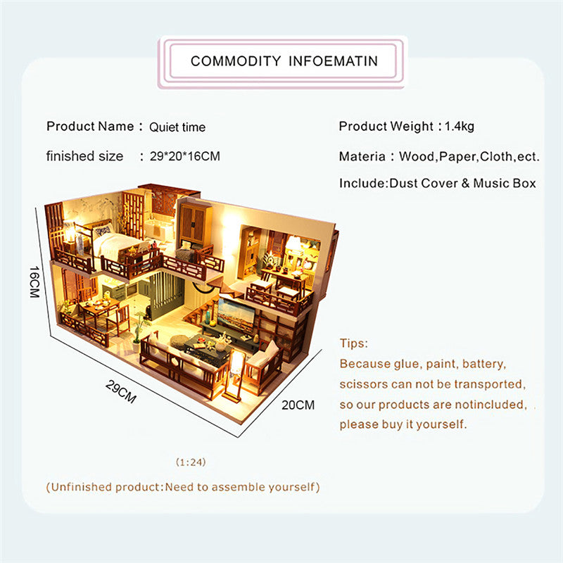 1: 24 DIY Dollhouse Kit（Quiet Time）