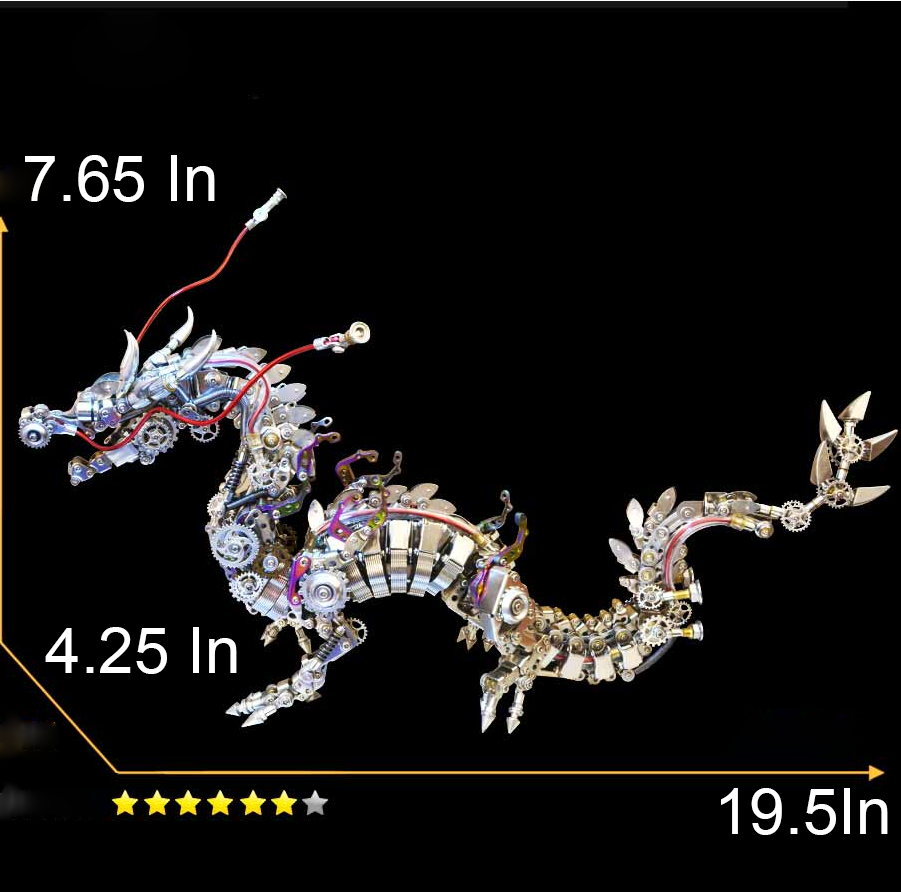 1300PCS 3D Metal DIY Realistic Chinese Dragon Model Kit Ancient Mythical Beasts