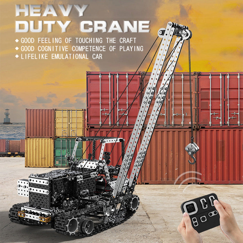 1745Pcs RC Heavy Duty Self-erecting Crane with Laterally Foldable Jib DIY Metal KIT