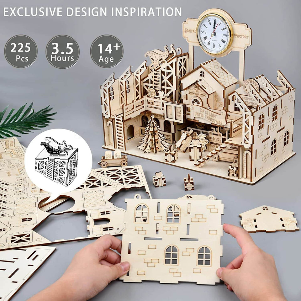 225PCS 3D Santa's Workshop Model Kit Puzzle Creative Gift