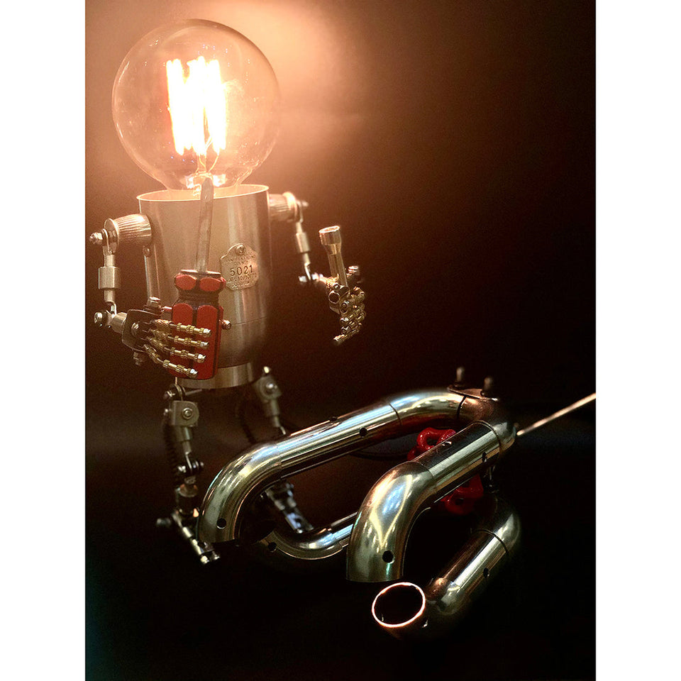 250Pcs+ Metal Future Robot Bulb Lamp Handyman Mr Gort Model Building Kits with Light