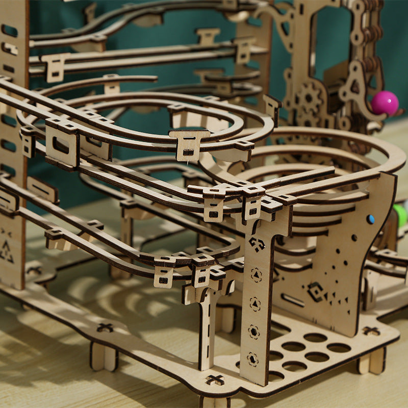 335PCS 3D Wooden Puzzle Marble Run Chain Model Kit Creative Gift