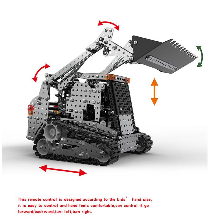 3D alloy crawler forklift remote control vehicle assembled scientific and educational engineering vehicle model