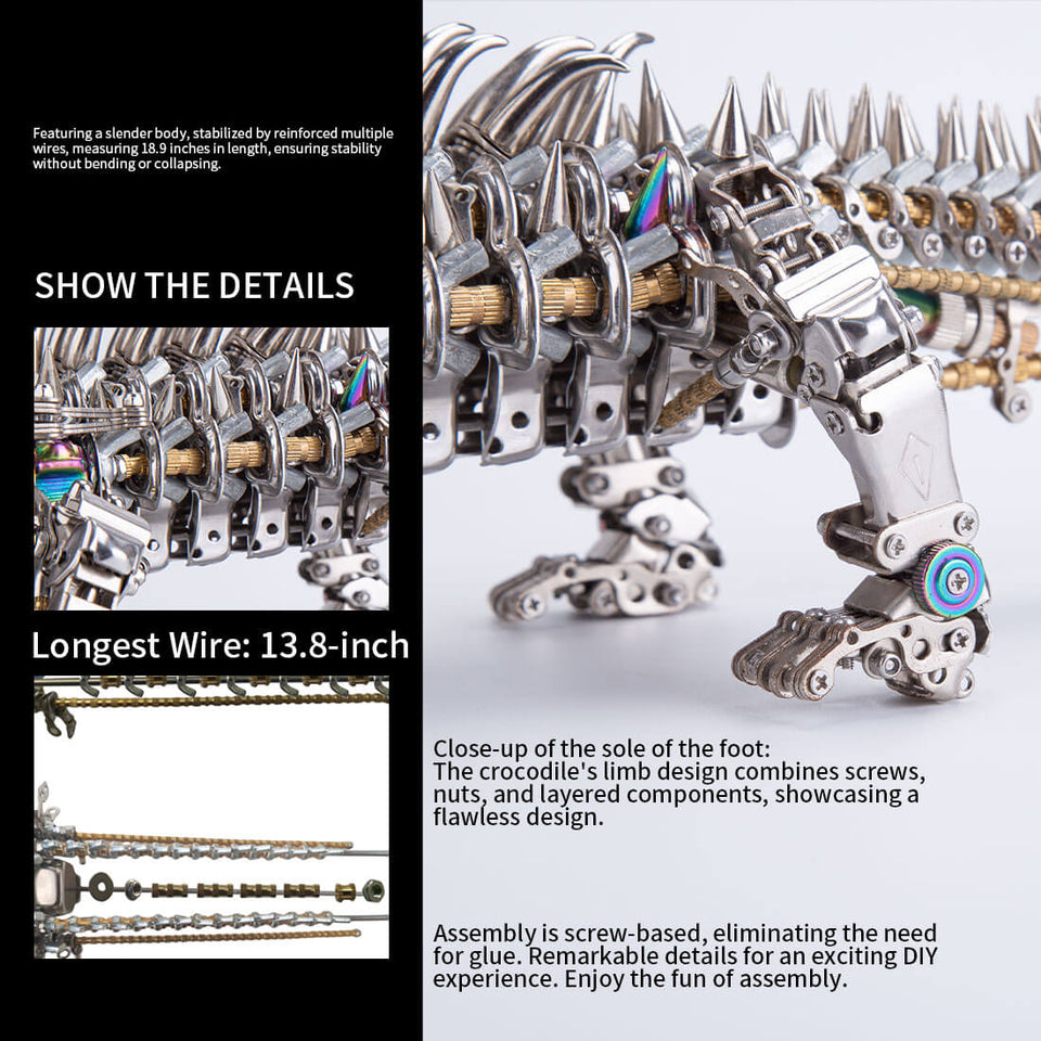 3D Crocodile Metal Puzzle 1500PCS Model Kit for Adults