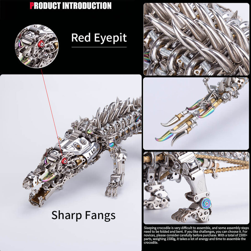 3D Crocodile Metal Puzzle 1500PCS Model Kit for Adults