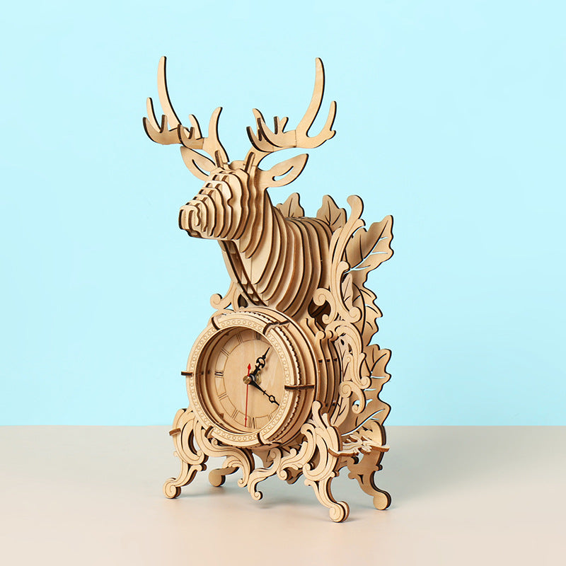 3D DIY Elk Model Kit Alarm Clock Decoration Gift