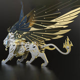 3D metal mechanical tiger with wings mythical creature model kit