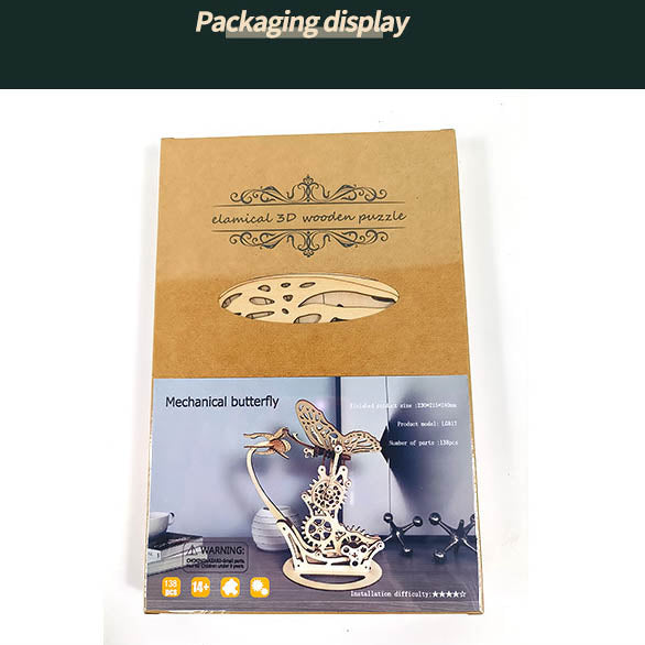 3D Wooden DIY Mechanical Puzzle Butterfly Model Christmas Gift