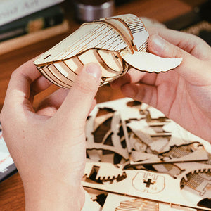 92 PCS Mechanical Whale DIY Puzzle Model with Music Box Kit for Gifts and Decoration