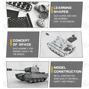 952Pcs DIY 3D Assembly Metal RC Tank Military Model Kit Toy