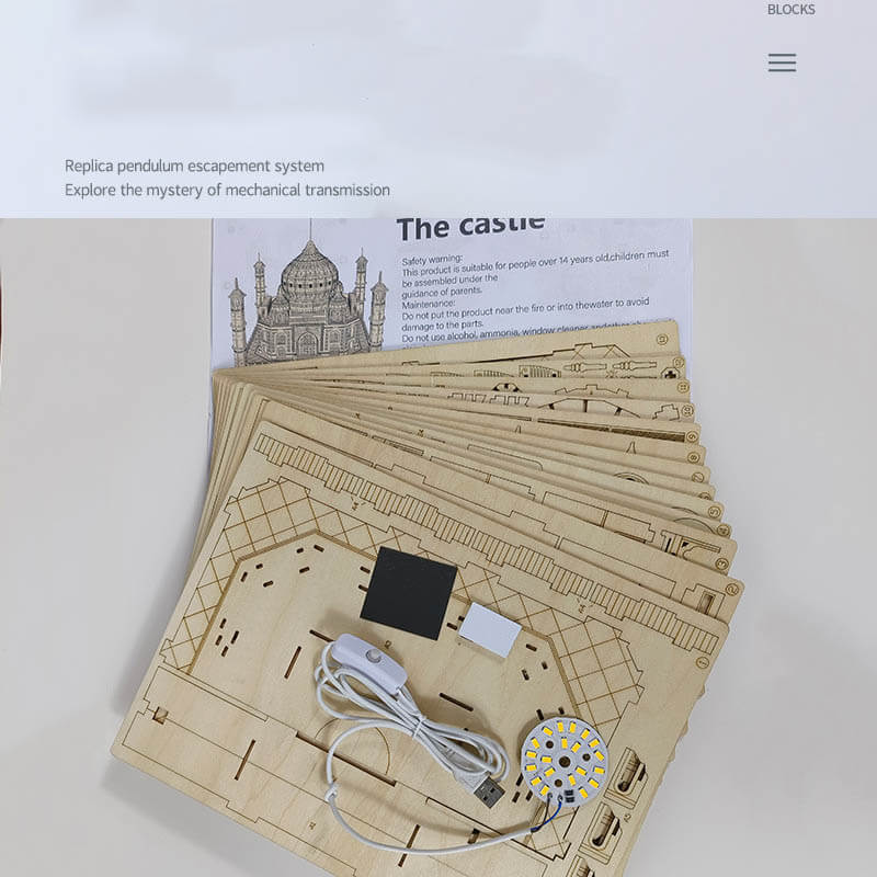 DIY Castle 3D Wooden Puzzle Creative Model Kit for Christmas Gifts