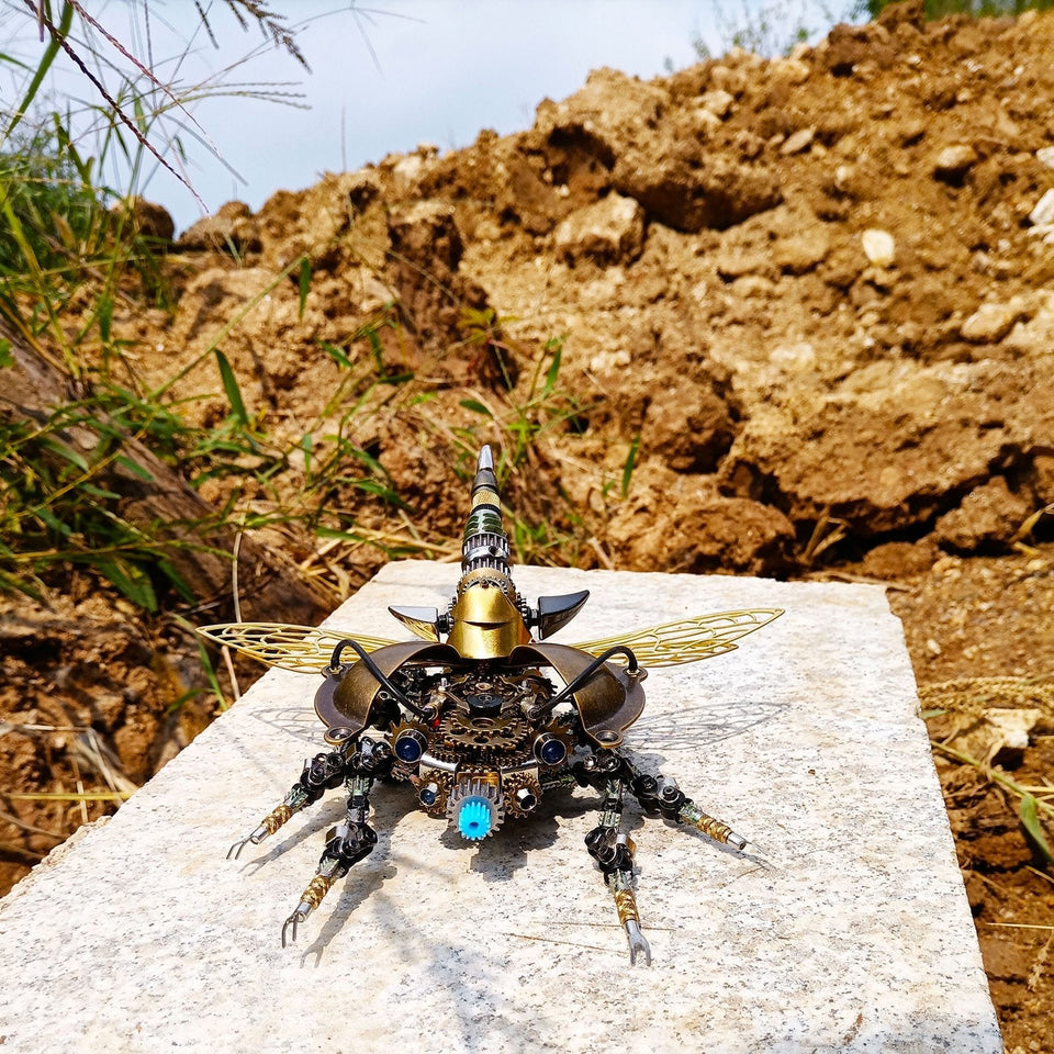 Steampunk 3D Assembly DIY Metal Mechanical War Beetle With Sound Control Light Decoration