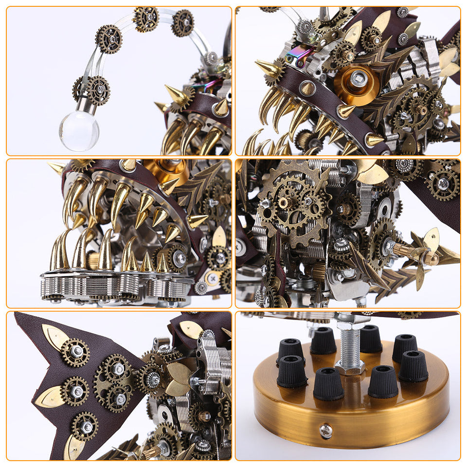 Steampunk Anglerfish 3D Metal Puzzle Model Kit with Base