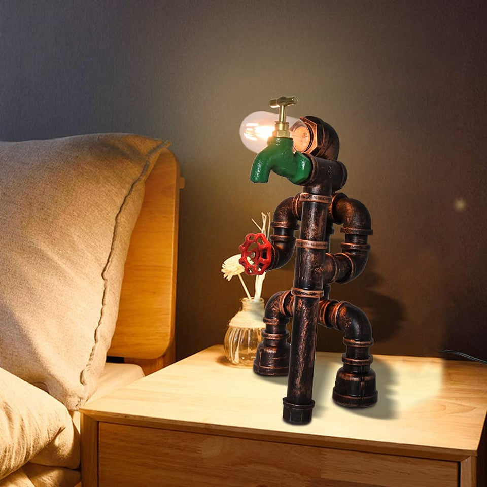 Steampunk Desktop Metal Desk Lamp Water Pipe Table Vintage Table Lamp