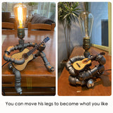 Steampunk Industrial Antique Iron Metal Robot Pipe Desk Table Lamp