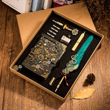 Steampunk Notebook Hardcover Notebook Feather Pen Kit and Seal with Gift Box
