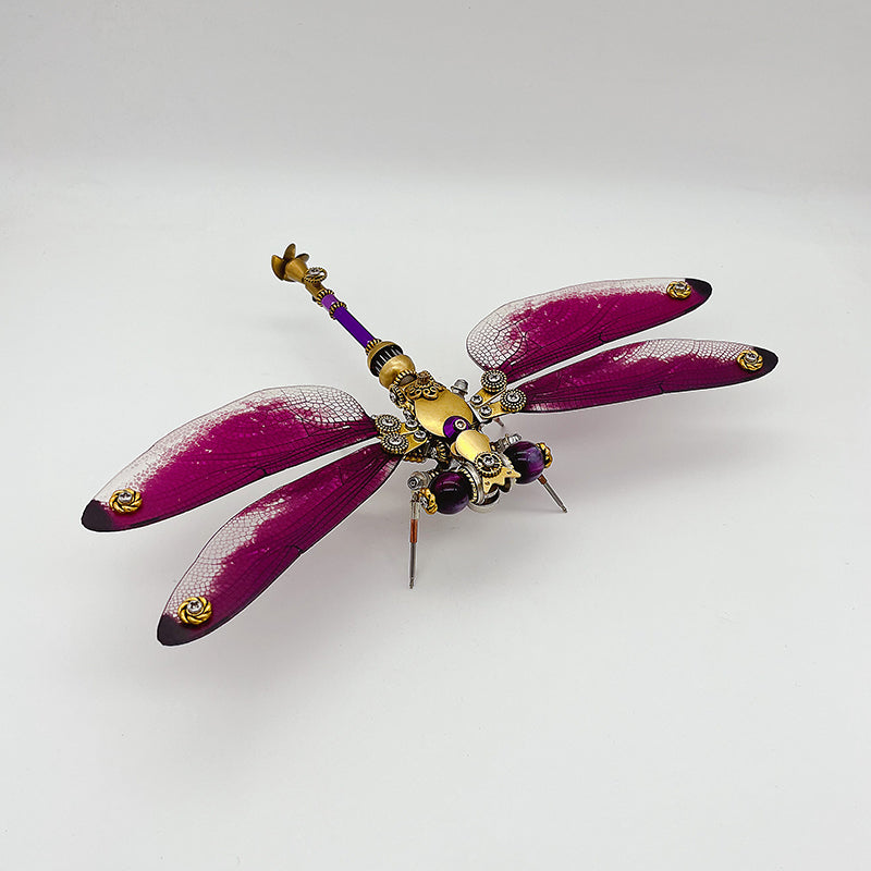 steampunk purple-red dragonfly metal puzzle model kit