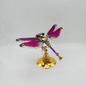 steampunk purple-red dragonfly metal puzzle model kit