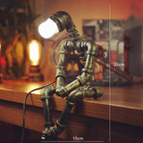 Steampunk Retro Lamps Industrial Robot Lamp Water Pipe Lights Desk Lamps with Bulb