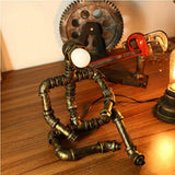 Steampunk Retro Lamps Industrial Robot Lamp Water Pipe Lights Desk Lamps with Bulb