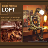 Steampunk Retro Lamps Industrial Robot Lamp Water Pipe Lights Desk Lamps with Bulb
