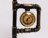 Steampunk with clock water pipe lamp for study bedroom bedside decoration