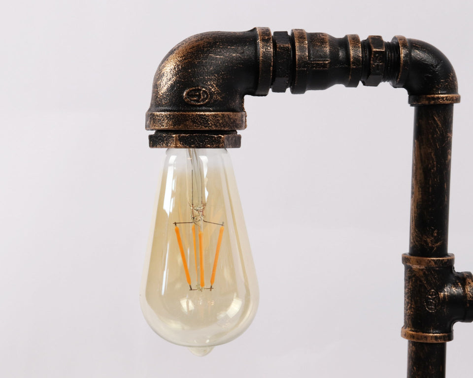 Steampunk with clock water pipe lamp for study bedroom bedside decoration