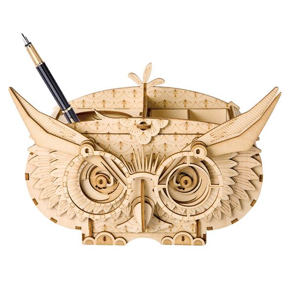 Wood Model Pencil Case Owl