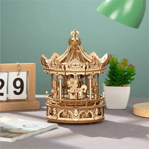 Wood Model Musical Romantic Carousel