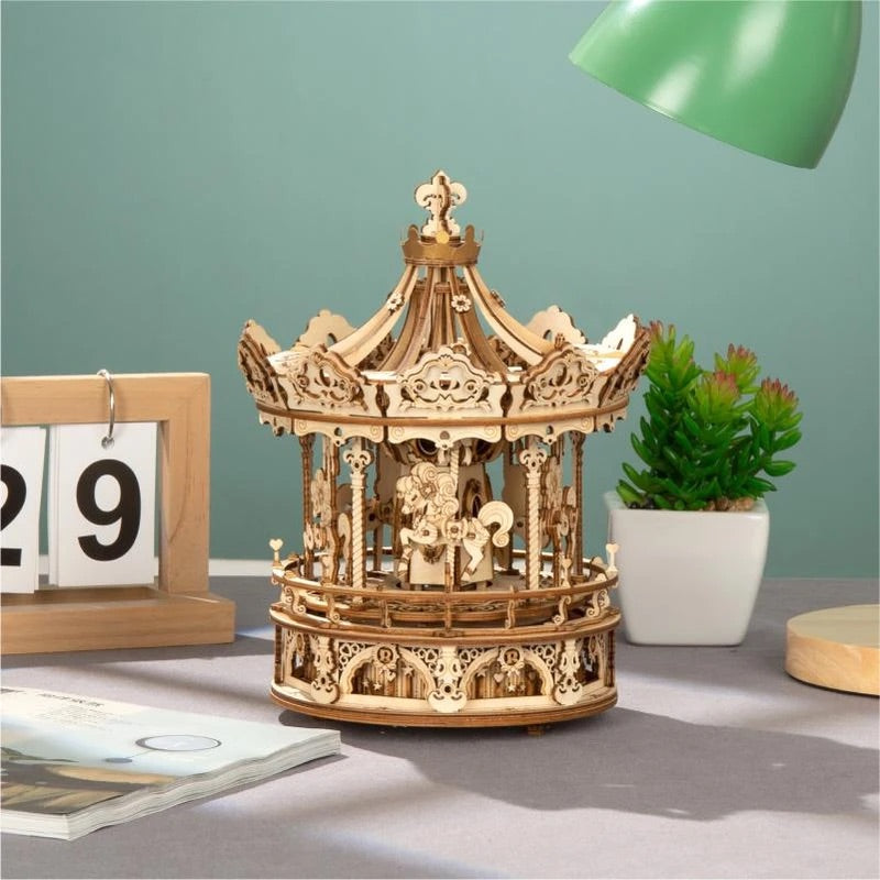 Wood Model Musical Romantic Carousel