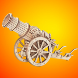 Wooden Model Medieval Cannon on Wheels