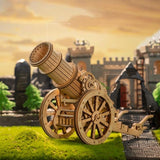 Wooden Model Medieval Cannon on Wheels