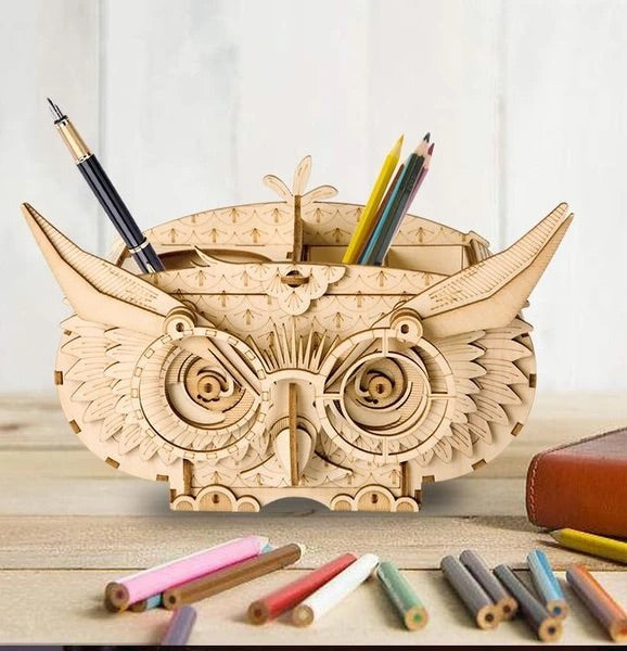 Wood Model Pencil Case Owl