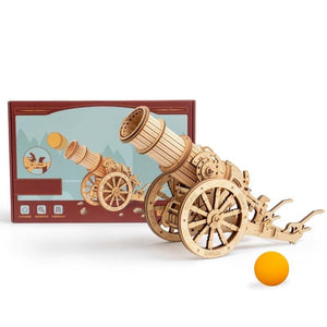 Wooden Model Medieval Cannon on Wheels