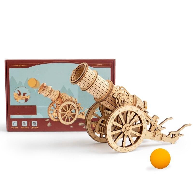 Wooden Model Medieval Cannon on Wheels