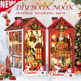 DIY Wooden Book Nook Kit Bookshelf Inserts (Christmas miniatures world)