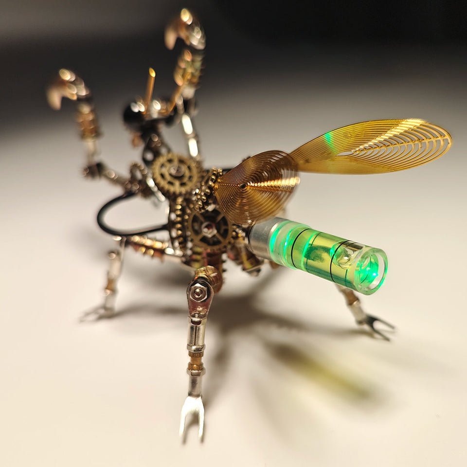 300PCS+ Steampunk Mantis Metal DIY Insect Model Kits with Colorful Light