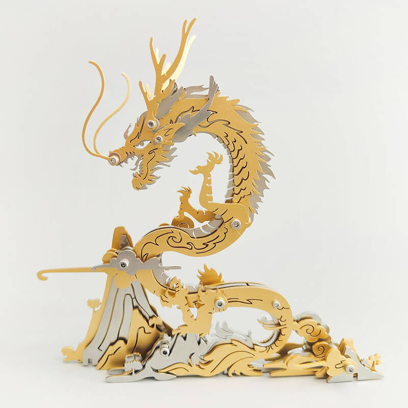 3D DIY Metal Puzzle Dragon on the Mountain Mythical Creature Model Kit