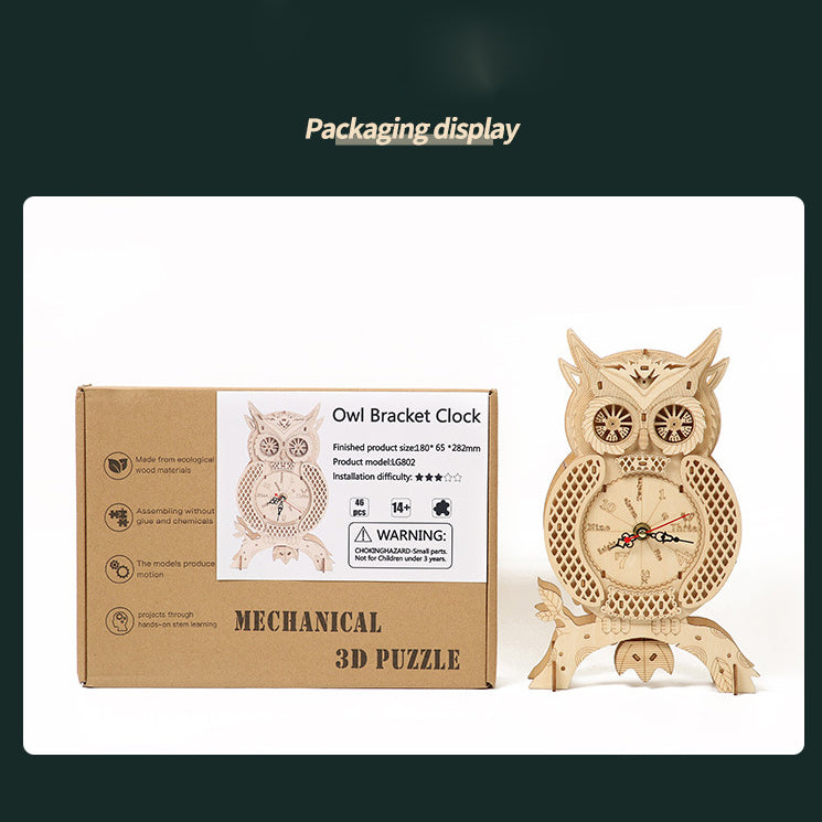 3D DIY Model Kit Owl Skeleton Mechanical Pendulum Clock