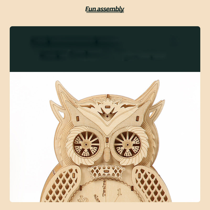 3D DIY Model Kit Owl Skeleton Mechanical Pendulum Clock