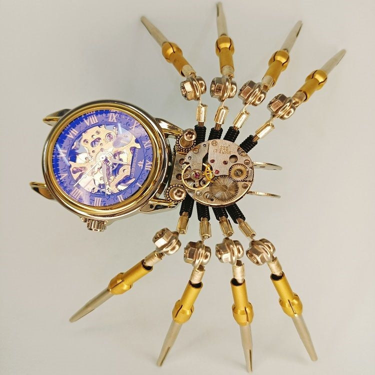 Steampunk DIY Assembly 3D Metal Mechanical Spider Clock Model Kit