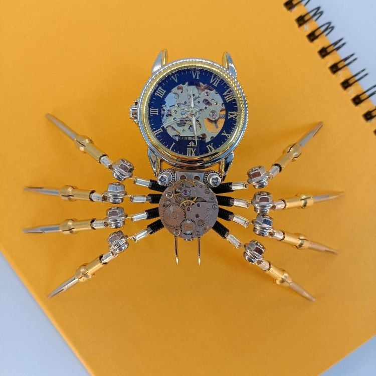 Steampunk DIY Assembly 3D Metal Mechanical Spider Clock Model Kit