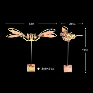 Collectable Dynamic Mechanical Mystery Dragonfly DIY Metal Wooden 3D Aircraft Puzzle Model