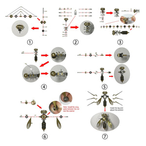 Tiny Steampunk Insects 3D Metal Bugs Mosquito Earwigs Bee Model Kits Gadgets